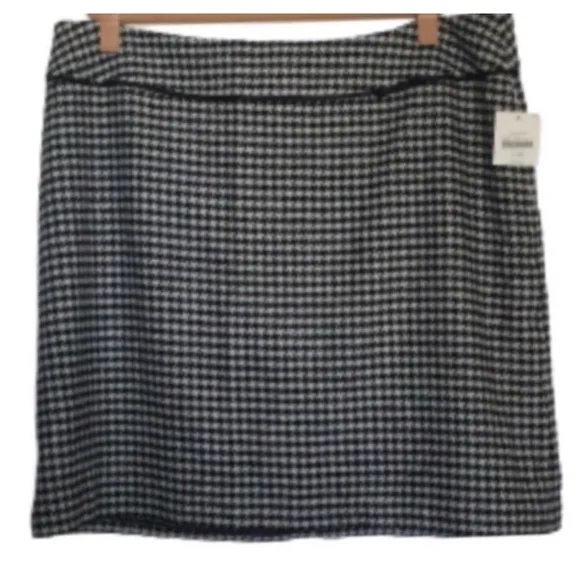 APOSTROPHE Wool-Blend Houndstooth Skirt Midi Lined Black Cream Plus Size 24W NWT - Picture 3 of 11